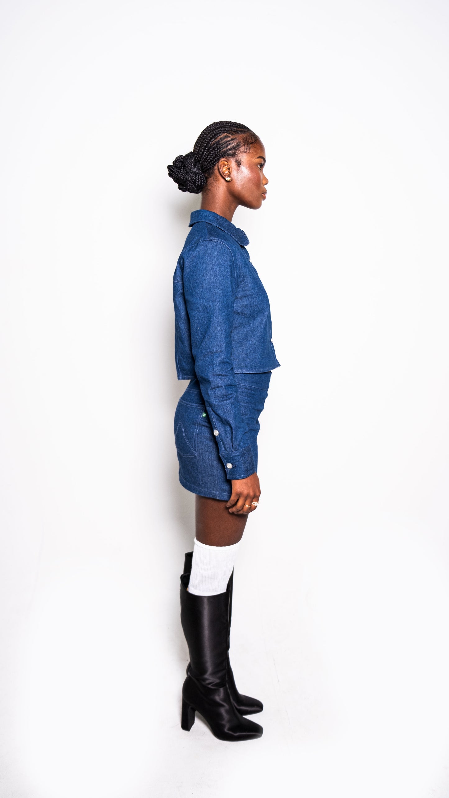 Cropped Jean Jacket and Miniskirt Set